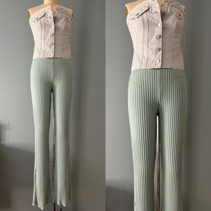 Zara Light Green Ribbed Trousers